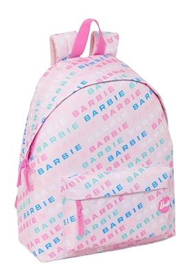 Safta BARBIE LOGOMANIA - Day Pack Enfant, Sac à dos pour enfant, qualité et résistance maximale, confortable et polyvalent, 33 x 15 x 42 cm, couleur rose pâle, Rose pâle, Estándar, Décontracté