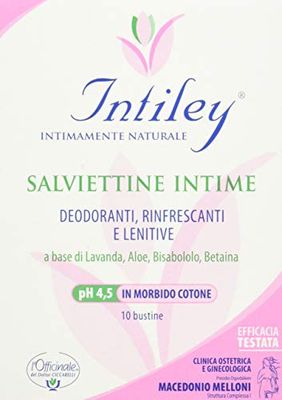 Dr Ciccarelli Intiley, Salviettine Intime, Realizzate in Puro Cotone, PH 4.5, Ricco di Principi Attivi Naturali, Clinicamente e Dermatologicamente Testato, 100% Made in Italy, 10 Pezzi