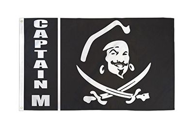AZ FLAG - Drapeau Pirate Capitaine Morgan - 90x60 cm - Drapeau Corsaire Tête De Mort 100% Polyester Avec Oeillets Métalliques Intégrés - Pavillon 50 g