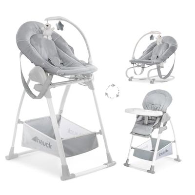 hauck Sit N Relax Cadeira evolutiva bebé 3 em 1, com rede de bebé desde o nascimento até 15 kg, cadeira de bebé, reclinável, cadeira dobrável, arnês, bandeja