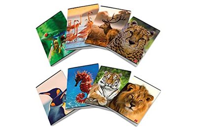 Pigna, Maxi Animal Notebook, A4 21 x 29.7 cm, 80 Pages + Lapel, 80 g/m² Paper, 4 M Interior, 4 mm Square, Assorted Covers, 10 Pieces