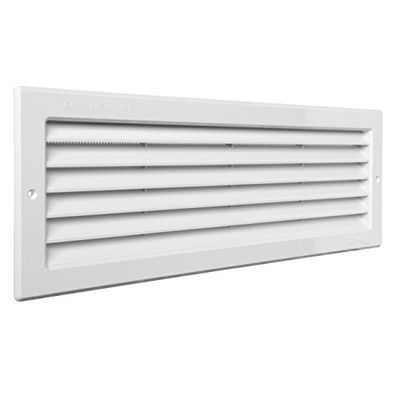 La Ventilazione PR3713B PR3713B-Y - Grelha de plástico retangular para embutir, cor branca, 370 x 130 mm, passagem de ar 85 cm²