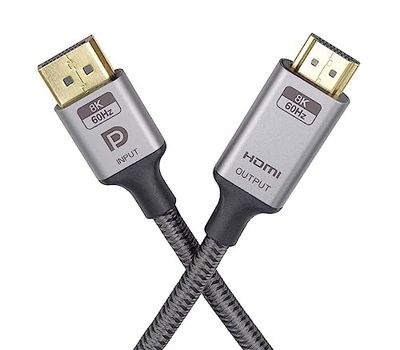 PremiumCord Câble Adaptateur Displayport 1.4 sur HDMI 2.1 M/M, DP 1.2 sur HDMI 2.0, Compatible avec la Vidéo 8K @ 60Hz, 4K @ 144Hz, Full HD 1080p, HDCP 2.2, Couleur Noir, Longueur 2 m