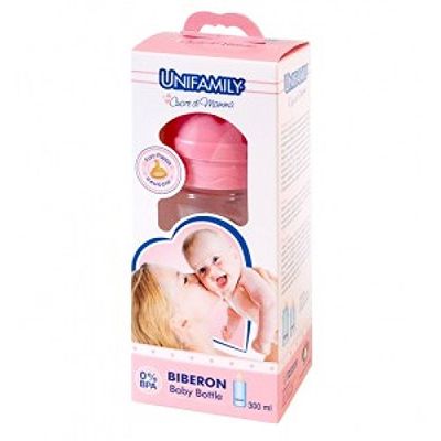 Unifamily Babyfles voor meisjes, van rubber, 300 ml