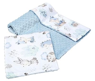 Medi Partners Couverture bébé avec Oreiller 100% Coton Minky pour Enfants Bilatéral 75x100 + 35x30cm Ensemble Multifonctionnel pour Un lit