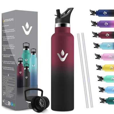 HoneyHolly Botella Agua Acero Inoxidable, 1000 ML Reutilizable Sin BPA, Botella Agua Termica, Botella Agua, Aislamiento Al Vacío de Doble Pared, Termos, Cantimplora para Adultos, Deporte
