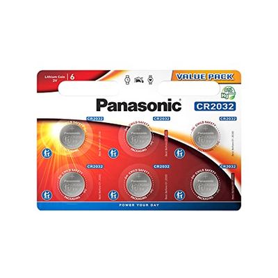 Panasonic CR2032 - Pilha de botão de lítio não recarregável, 3 V, 225 mAh, pacote de 6 unidades