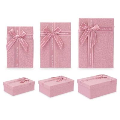 Set di scatole Decorative Rosa Cartone Fiocco 3 Pezzi