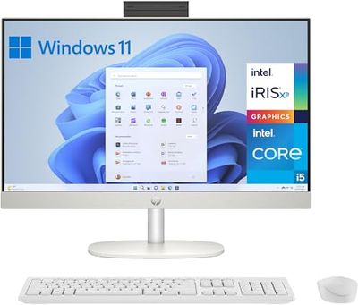 HP All-in-One 24-cr0010ss - Computer desktop da 23,8" FHD (Intel Core i5-1335U, 16 GB RAM, 512 GB SSD, Intel Iris X Graphics, Windows 11 Home) Bianco - Tastiera QWERTY spagnola