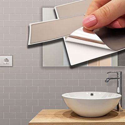 Walplus - Adesivo per piastrelle piatte per piastrelle, 28,5 x 14 cm, 60 pezzi, colore: grigio Harbor