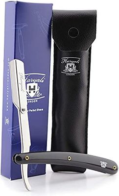 Haryali London Cut Throat Razor - Professional Cut Throat Razor Kit with Blades - Elegant Shaving Razor Cut Throat – Leather Pouch as a Protective Case – Balck Color Throat Cut Razor
