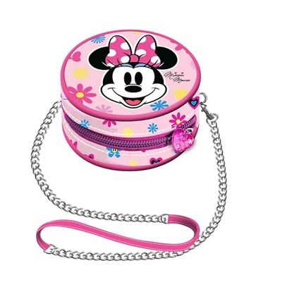 Disney Minnie Mouse Frozen 2-Mini Bolso con Cadena Redondo, 9 x 9 cm, Rosa Floral