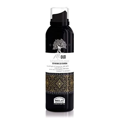 Helan, M Oud, Schiuma da Barba per Rasatura Emolliente e Nutriente - Emulsione Delicata, Favorisce la Scorrevolezza del Rasoio sulla Pelle - Schiuma Barba Uomo con Vitamina E contro Irritazioni, 200ml