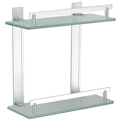 MSV Tabarca Scaffale a 2 Ripiani, Alluminio e Vetro, 30 x 13 cm