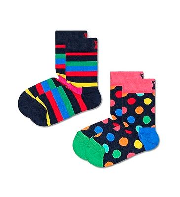Happy Socks 2-pack Kinder Stripe Socken, Calcetines Bebé Niños, Multicolor, 0-12 Meses Paquete De 2