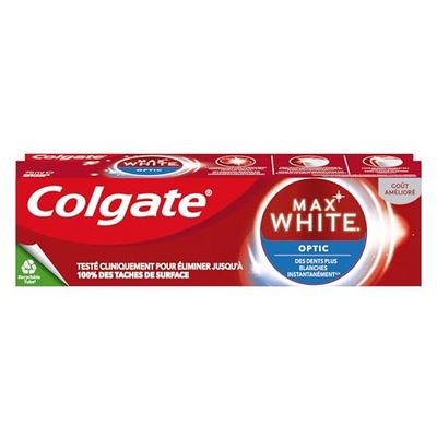 COLGATE - Max White Optic – pasta do zębów – usuwa płytkę nazębną i plamy na powierzchni, 75 ml