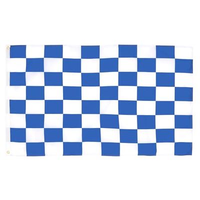 AZ FLAG - Bandera A Cuadros Azules Y Blancos - 90x60 cm - Bandera De Carreras Automoviles - Azul Y Blanco 100% Poliéster Con Ojales de Metal integrados - 50g