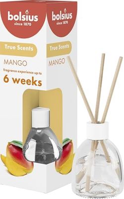 bolsius True Scents - Bâtonnets Parfumés Diffuseur de Parfum d'intérieur - Mangue - 1 Pièce - 60 ML - jusqu'à 6 Semaines - Parfum d'intérieur - avec des Extraits Naturels
