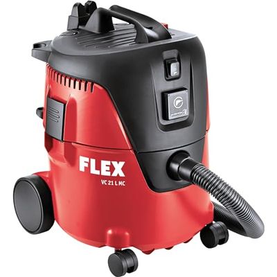 Flex 405418 230/CEE veiligheidszuiger VC 21 L MC (werkplaatsstofzuiger met handmatige filterreiniging, 20 l, klasse L, 1250 Watt, volumestroom 3600 l/min), meerkleurig, 1 stuk