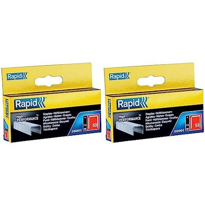 Rapid High-Performance Staples for Textiles, Finewire No. 53, Leg Length 10mm Staple Gun Staples, Galvanised Steel, 2500 Pieces, Boxed (11858825) (Pack of 2)