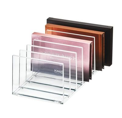 iDesign Makeup Organizer, boîte de Rangement avec 7 Compartiments pour Palette Maquillage de la Collection Exclusive Sarah Tanno, Rangement Maquillage en Plastique, Transparent