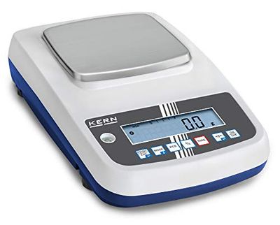 KERN Báscula de precisión de alta calidad con ajuste automático interno, opcional con calibrado, RS-232 y USB, rango de pesaje de 6000 g, legibilidad de 0,1 g, 215 mm x 340 mm x 105 mm