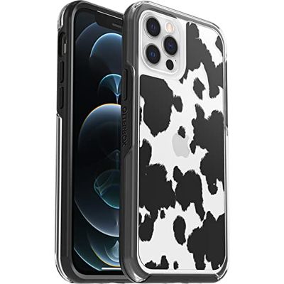 OtterBox Symmetry skal för iPhone 12 / iPhone 12 Pro, stöttåligt, fallsäkert, skyddande tunt skal, testad till militärstandard x3, Cow Print