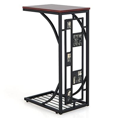 COSTWAY Bijzettafel, bruin, 30,5 x 21 x 53 cm