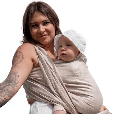 Hoppediz vävd babybärhandduk från födseln, nyfödda till småbarn, linneblandning kbA, Grenada natur 5,40 m