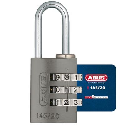ABUS Cadenas à combinaison 145/20 Titanium - Cadenas pour valises, casiers et bien d'autres choses encore. - Cadenas en aluminium - code numérique réglable individuellement - niveau de sécurité ABUS 3