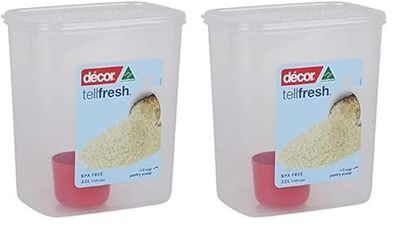 Décor Tellfresh Tall Large Storage Container with Pantry Scoop | Large Airtight Container | Practical & Stackable Design | 3L Capacity (Pack of 2)