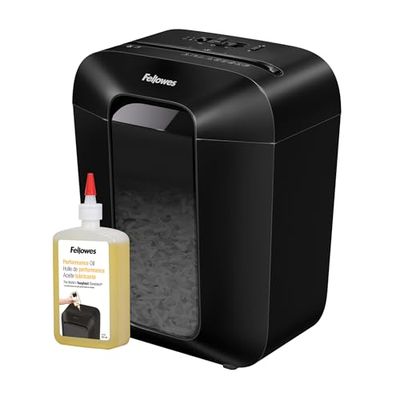 Fellowes Destructeur de Document LX50, destructeur de Papier avec agrafes, Trombones & Huile pour Destructeur De Papier Coupe Croisée Et Micro Coupe, 355ml