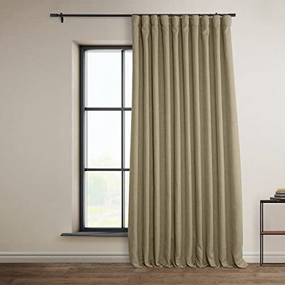 HPD Half Price Drapes Extrawide Room Darkening Curtains for Living Room 100 X 96 Faux Linen, BOCH-LN18538-96-DW (1 Panel) Nomad Tan