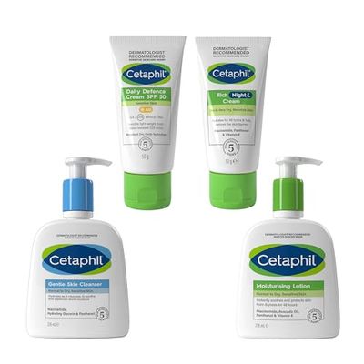 Cetaphil Ultimate Sensitive Skin Face & Body Skincare Set, Gentle Skin Cleanser 236ml + SPF 50 Face Cream 50g + Night Cream 50g + Moisturising Lotion 236ml