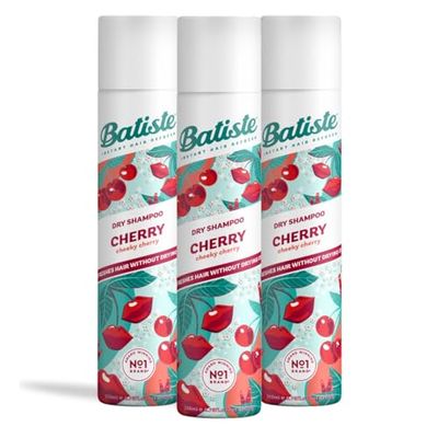 Batiste Dry Shampoo in Cherry, Cool and Retro Fragance, No Rinse Spray to Refresh Hair in Between Washes – 200ml (Pack of 3)