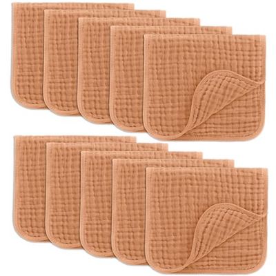 Comfy Cubs Mousselinedoeken voor baby, babybenodigdheden, spuugdoeken, vierkante mousselinedoeken, 100% katoen, 6 lagen, extra absorberend en zacht (karamelbruin, 10 stuks, 50 x 25 cm)