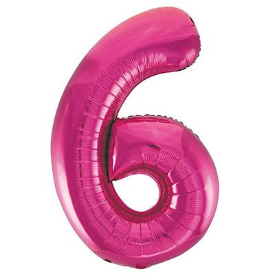 Unique Party 55736 - 86 cm Palloncino Gigante in Foil Rosa Numero 6
