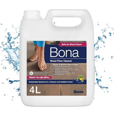 Bona - Nettoyant Pour Parquets - 4L - Compatible Avec Tous les Robots Laveurs et Serpillères Vaporisateur - Produit Nettoyant Sol - Nettoyant Sol Non Moussant - Sans Résidu & Sèche Rapidement