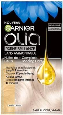 Garnier Coloration Permanente - Sans Ammoniaque - Aux Huiles Naturelles de Fleurs - Patine Brillance Blond Cendré (10.01) - Olia
