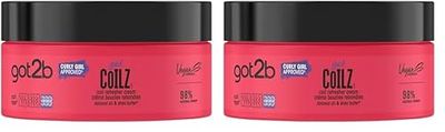 Got2b - Got Coilz - Creme Boucles Rebondies - Revitalise & Definit - A l'huile de Coco, Ricin, Argan et Beurre de Karite - Formule Vegane - 98% d'ingrédients d'origines naturelles - 200 ml (Lot de 2)