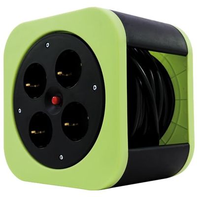 REV 0010012400 extensão múltipla 10 m 4 tomada(s) CA interior preto, verde, várias bases (10 m, 4 saídas CA, interior, 1,5 mm², preto, verde, 230 V)