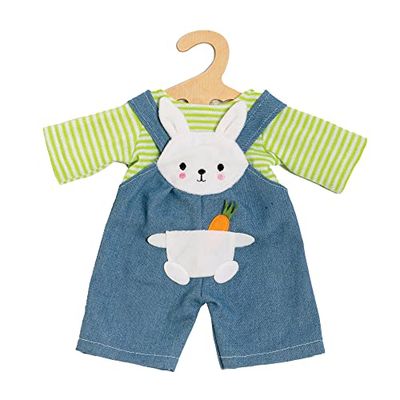 Heless 1316 Doll Clothes in Bunny Lou Design, 2-Piece Set with Dungarees and Striped Shirt for Dolls and Cuddly Toys Size 28-35 cm