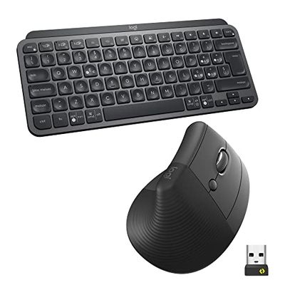 Kit tastiera Logitech MX Keys Mini e Logitech Mouse Ergonomico, Wireless, tasti retroilluminati, Bluetooth o ricevitore USB Logi Bolt, silenzioso, Windows/macOS/iPadOS, Laptop, PC, QWERTY IT - Grigio