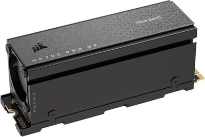 CORSAIR MP700 PRO Med Luftkylare 4 TB M.2 PCIe Gen5 x4 NVMe 2.0 SSD - M.2 2280 - Upp Till 12 400 MB/Sek Sekventiell Läsning - High-Density TLC NAND - Svart