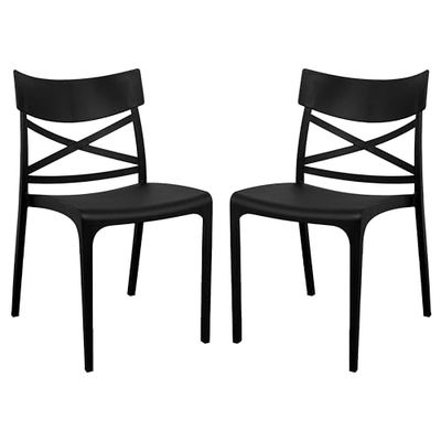 GARDENIA Croix stoelen, polypropyleen, zwart, 2 stuks