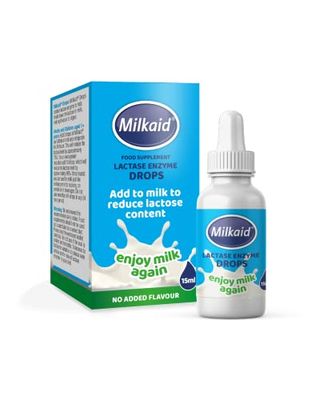 Milkaid Lactase Enzyme Drops for Lactose Intolerance Relief | Prevents Gas Bloating & Diarrhoea | Fast Acting Dairy Digestive Supplement | Gluten Free & Vegetarian | No Artificial Flavour | 15ml