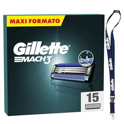 Gillette Lamette Rasoi Uomo Mach3 Per Rasoio A 3 Lame, Confezione Da 15