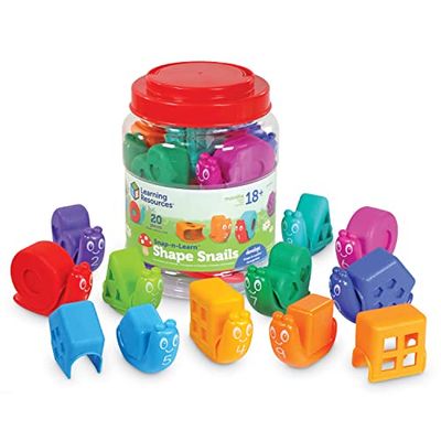 Caracoles para reconocer Formas Snap-n-Learn de Learning Resources, Actividades para niños pequeños, Juguetes didácticos, Set de Colores, Juguetes educativos, 20 Piezas, +18 Meses