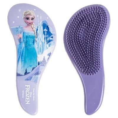 Disney Frozen Detangling Hair Brush, Cute and Functional Curved Design for All Hair Types, Gentle on Tangles for Kids and Adults