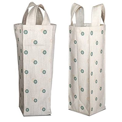 Bonamaison Stampato Digitale Borsa per vino, Borsa Porta Vino in 50% Cotone - 50% Poliestere, Sacchetto di Vino e Champagne, 1 Pezzo, Dimensioni: 31 x 9 cm